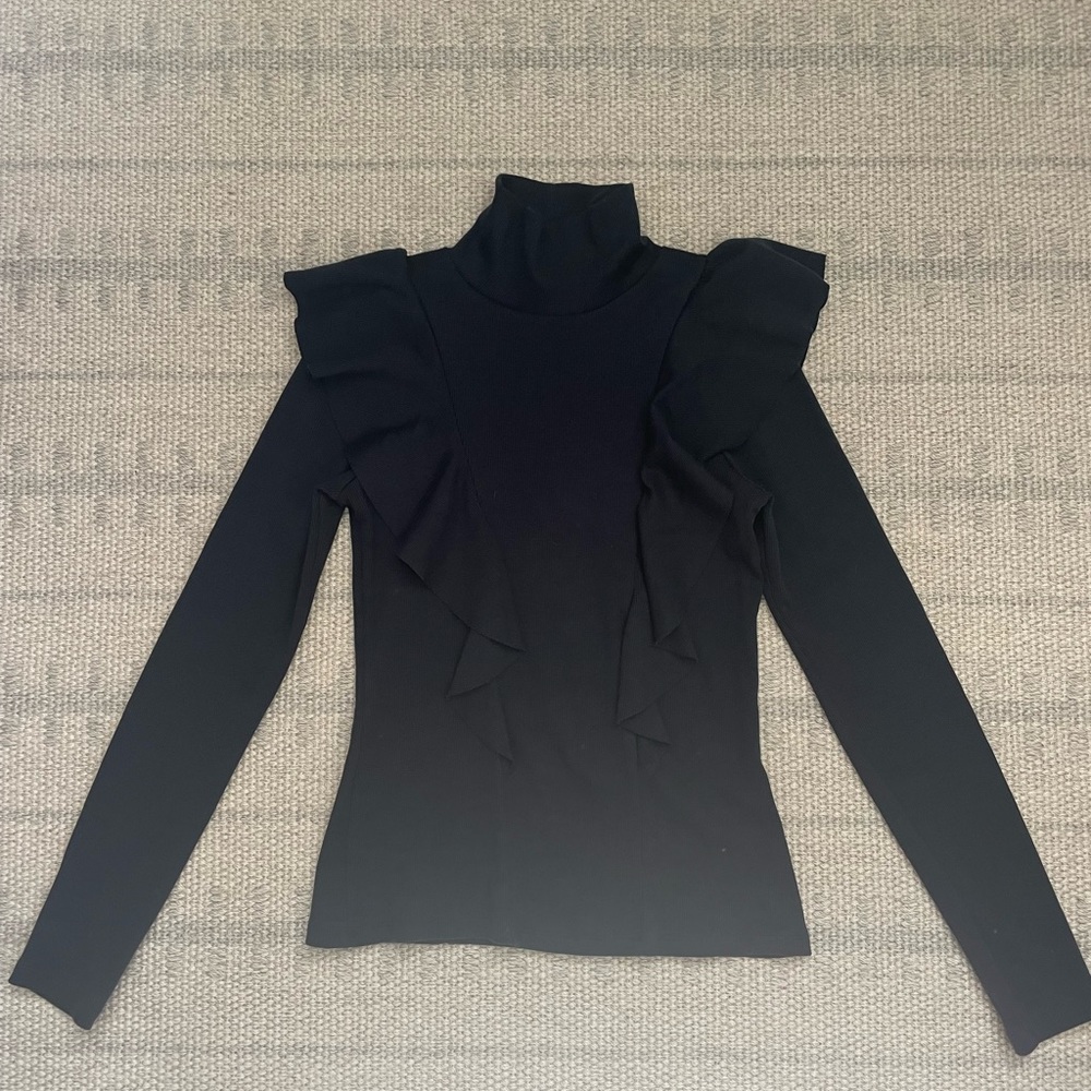 Veronica Beard ruffled mock neck turtleneck